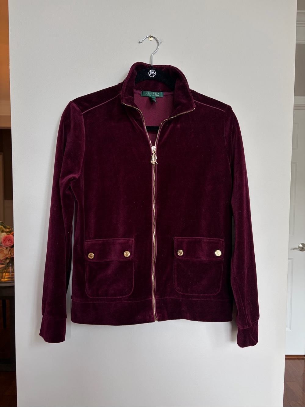 Ralph Velvet Jacket Deep Burgandy Gold Hardware